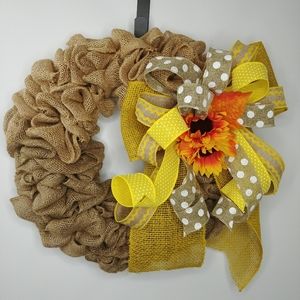 Handmade Burlap Wreath with Sunflowers